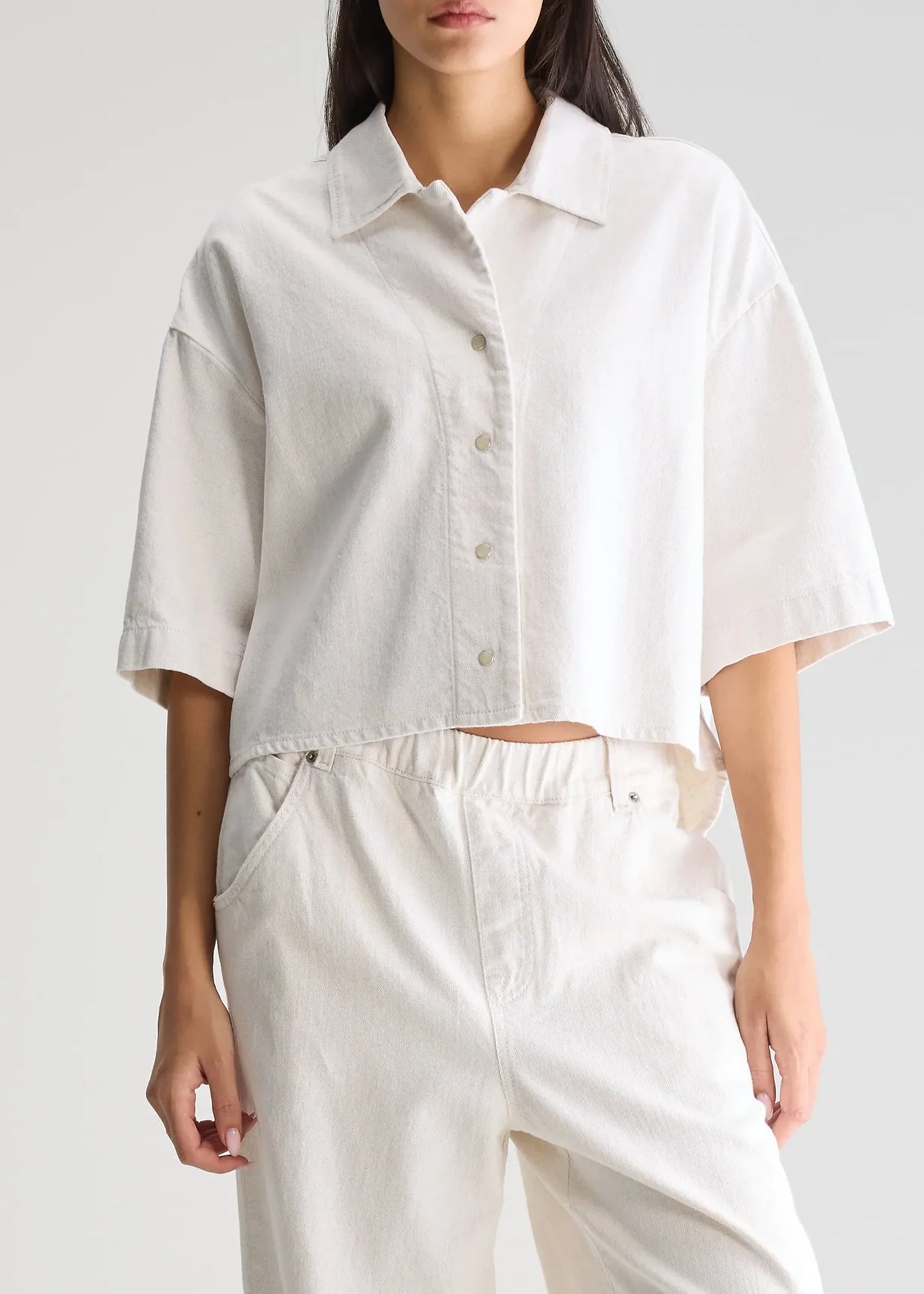 Bellerose-Pool-cropped-denim-Shirt