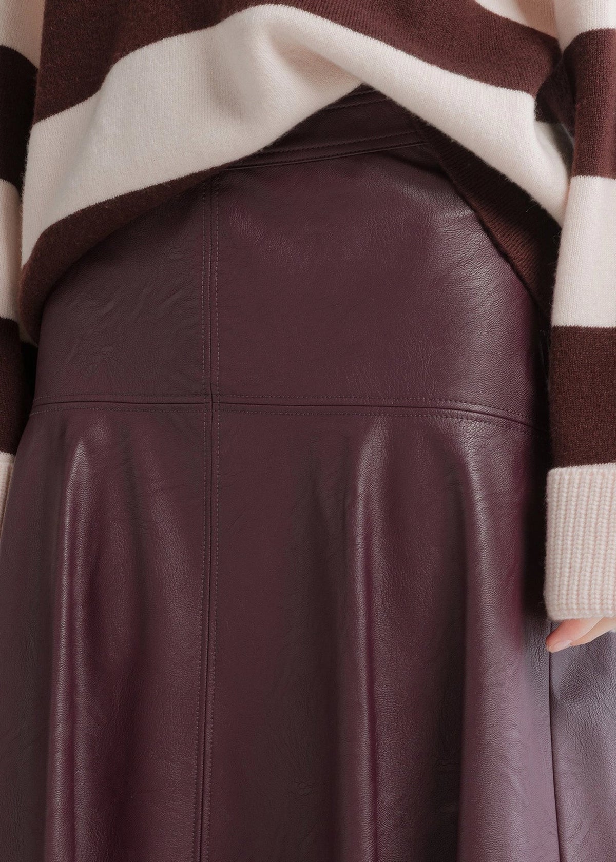 Forte-Forte-leather-look-midi-skirt-bordeaux