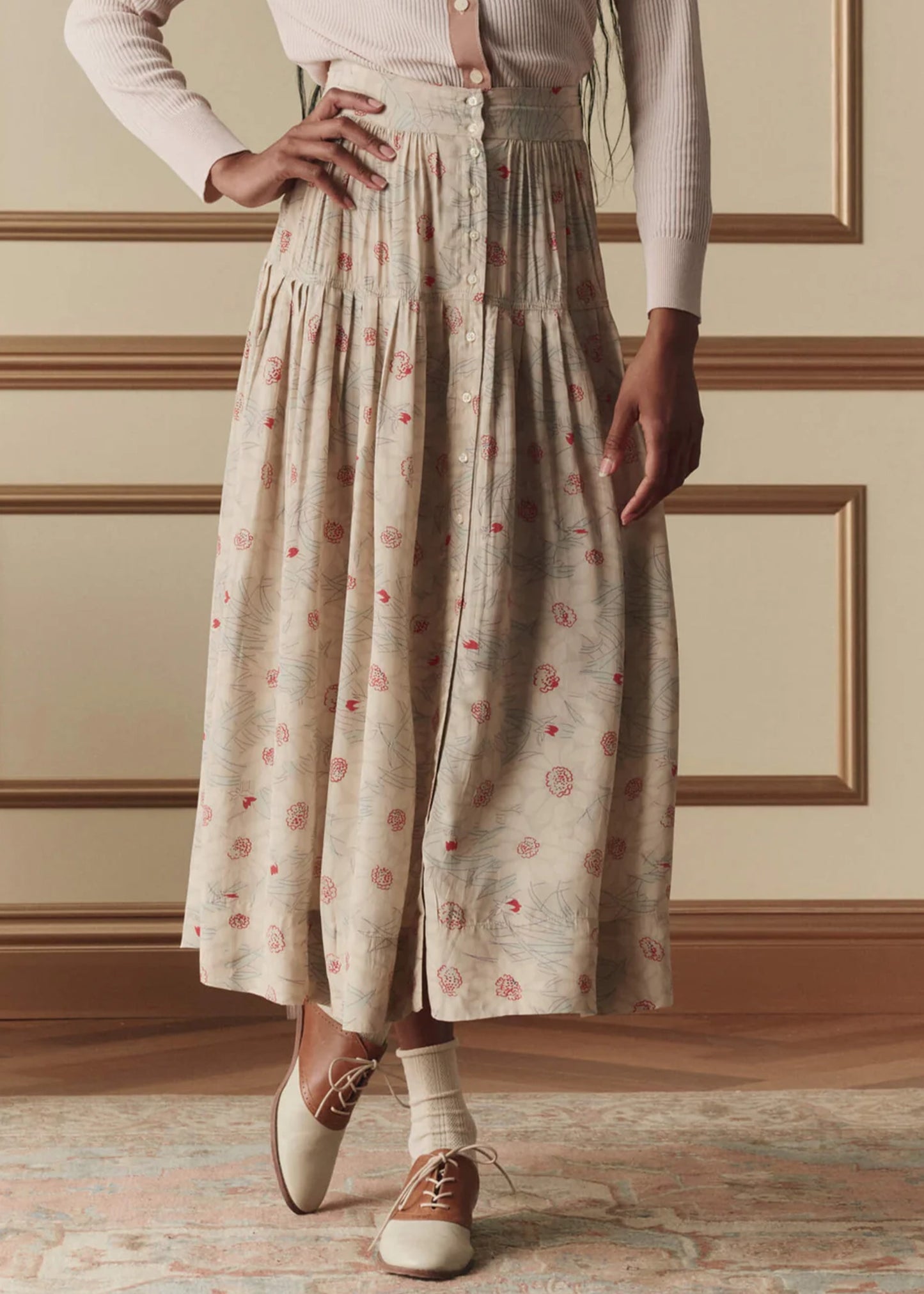 The-Great-The-Highland-Skirt-Champagne-Scattered-Bloom