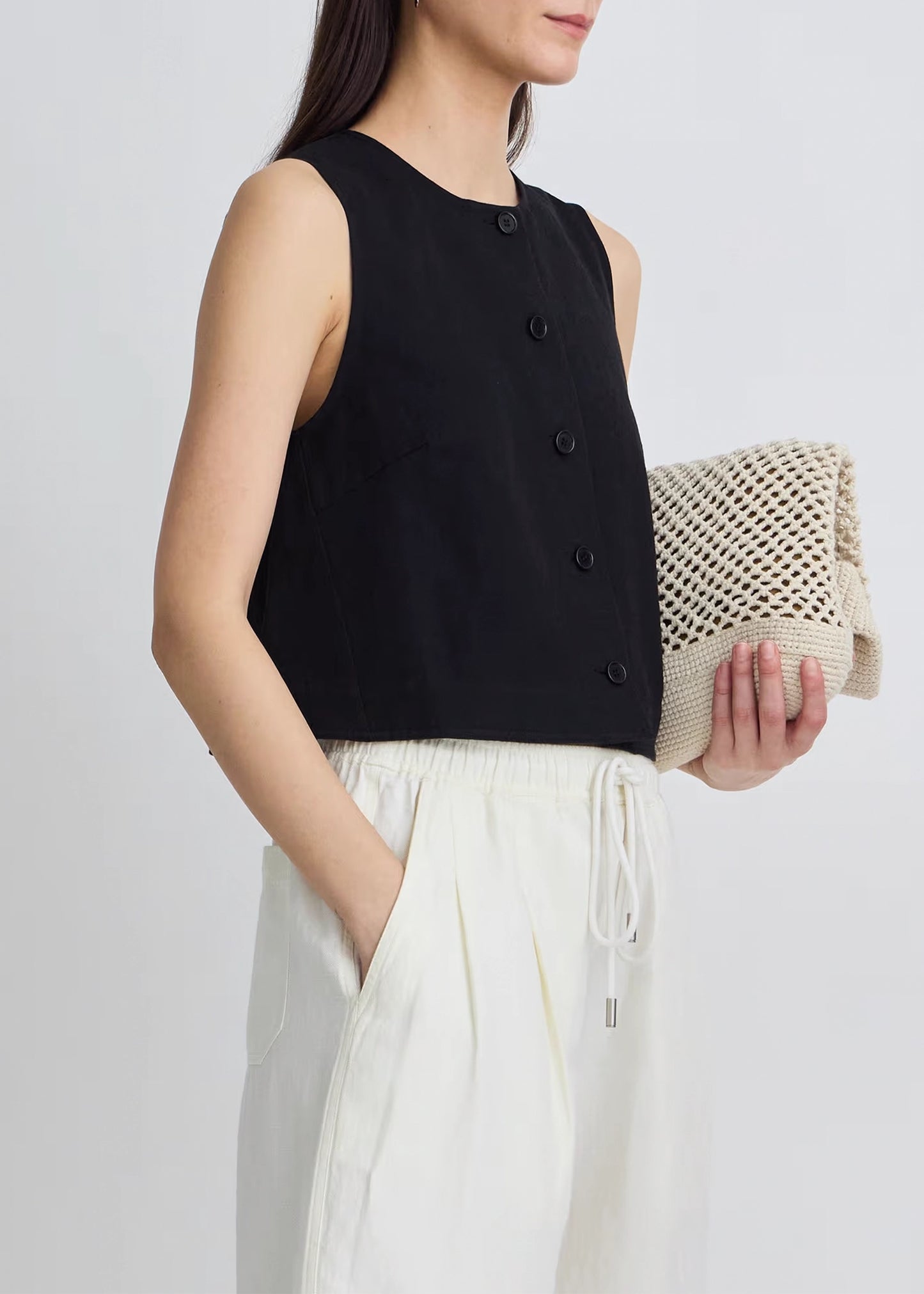 Apiece-Apart-Godet-Tank-Black
