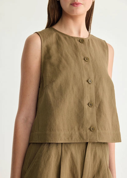 Apiece-Apart-Godet-Tank-Tobacco