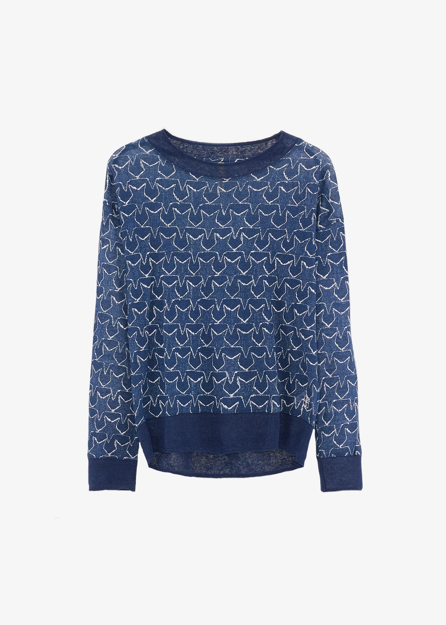 Bellerose-blue-star-printed-long-sleeved-t-shirt-senia