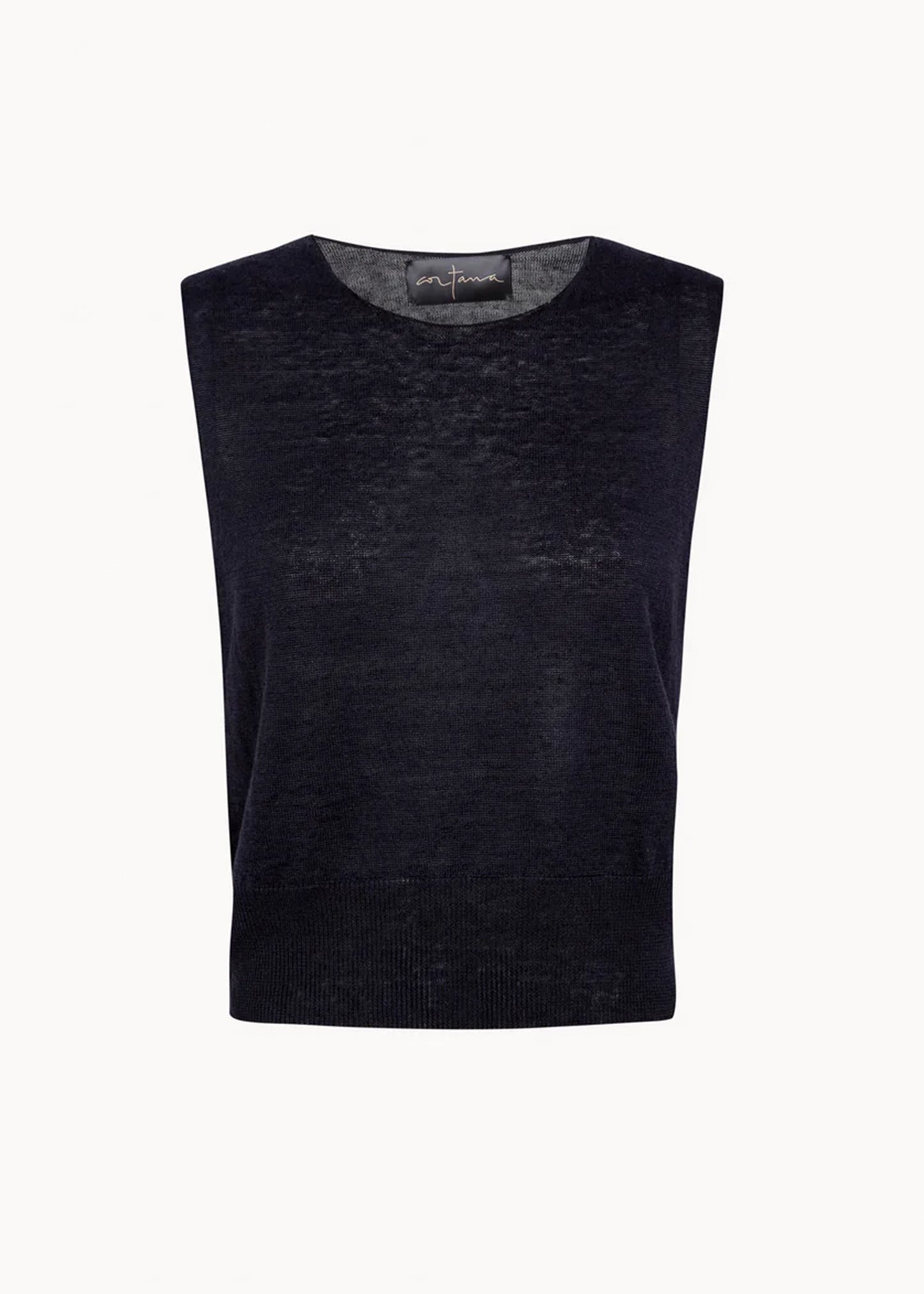 Cortana-Rinen-dark-navy-blue-linen-knit-vest