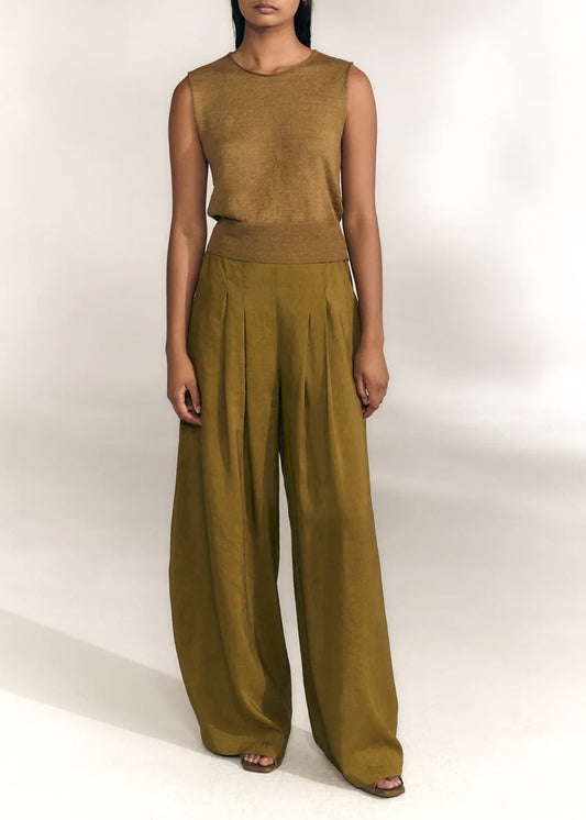 Cortana-Rinen-olive-green-linen-knit-vest