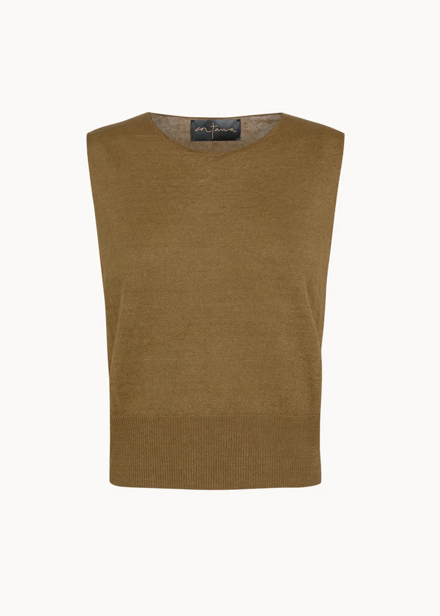 Cortana-Rinen-olive-green-linen-knit-vest
