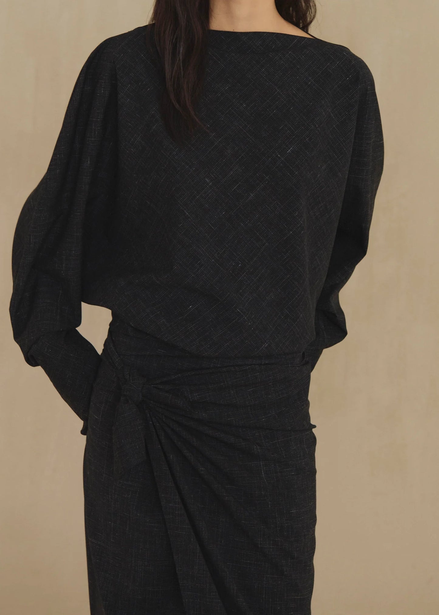 Cortana-Tiempo-black-virgin-wool-silk-skirt