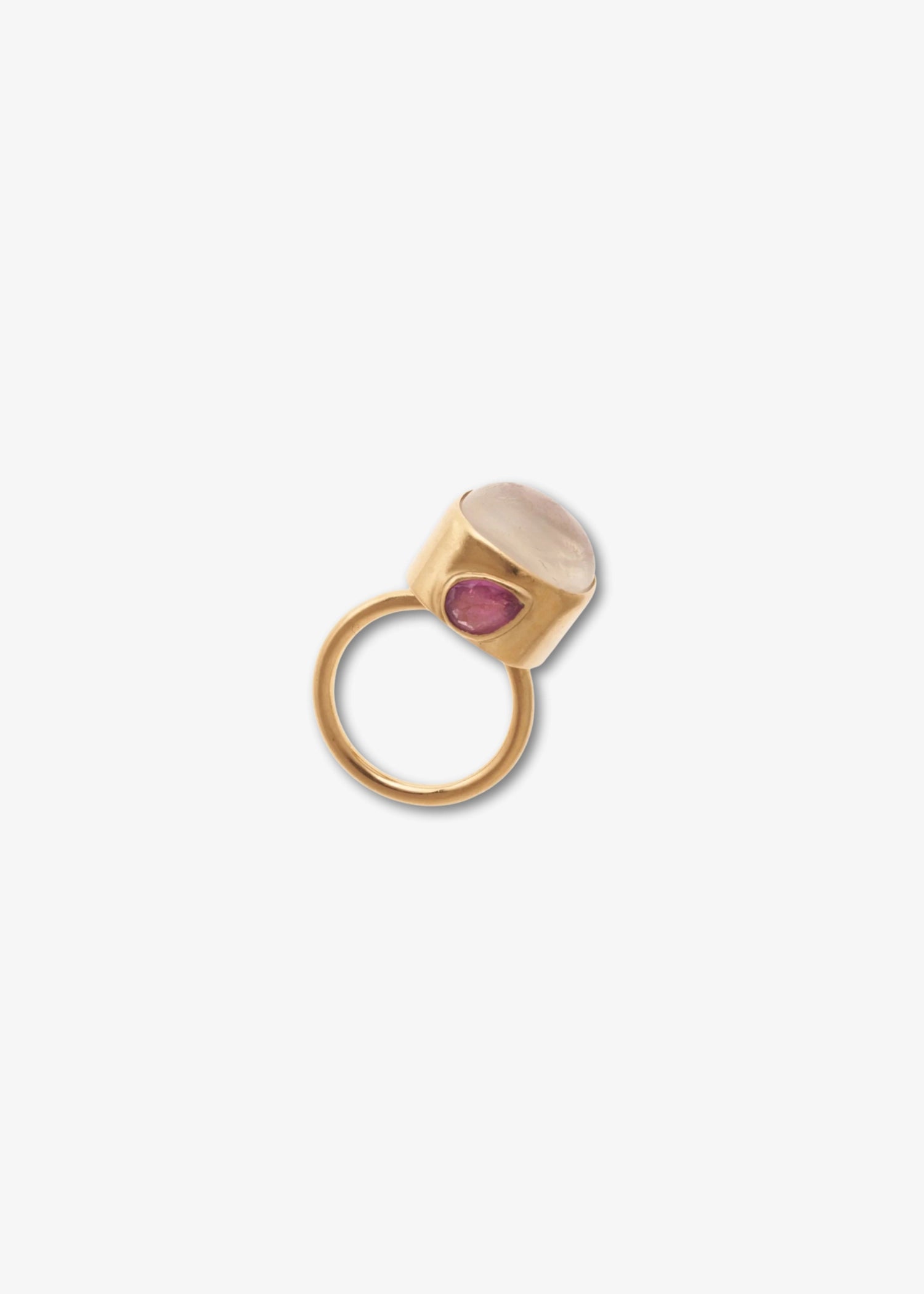 Dale-Novick-Moon Stone Cabochon-And-Pink-Tourmaline-Side-Stone-Ring
