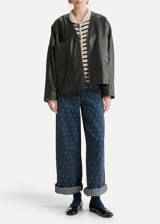 Forte-Forte-beaded-nappa-leather-kimono-jacket-petrole