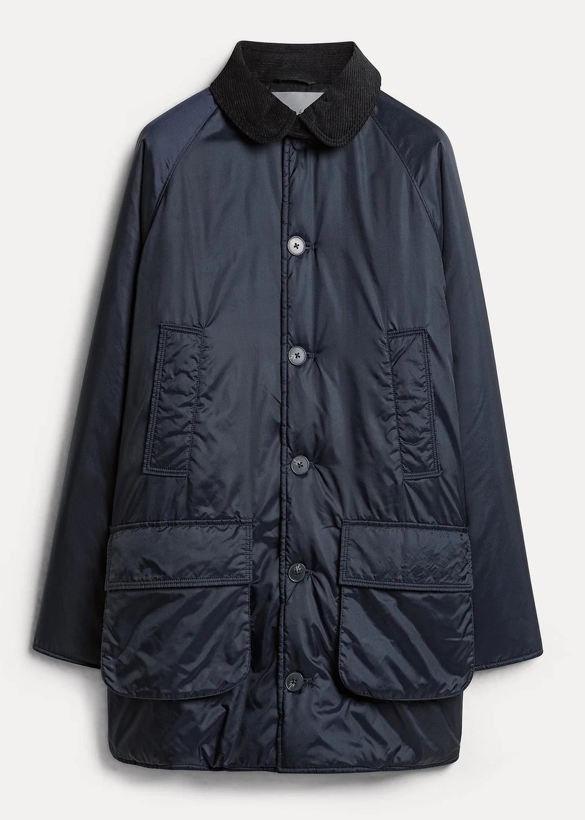 Forte-Forte-nylon-midi-british-jacket-with-corduroy-details-night