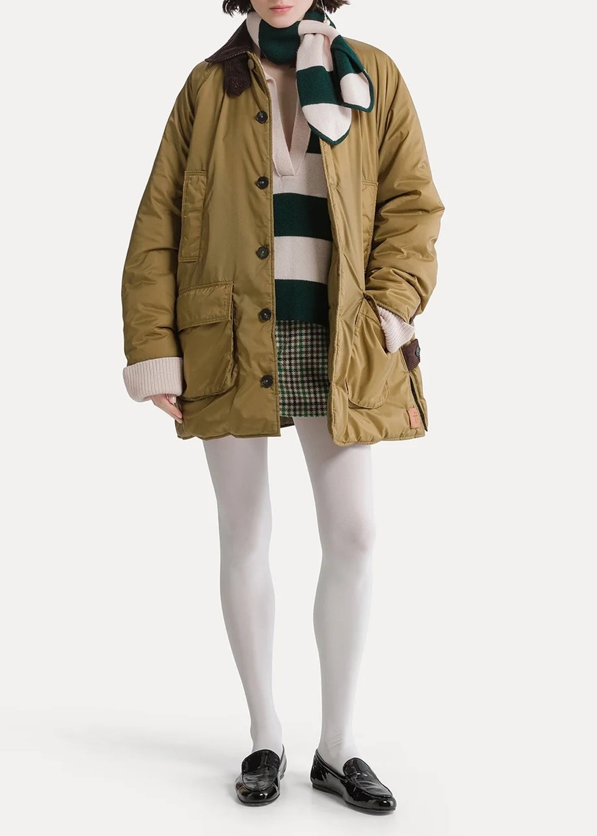 Forte-Forte-nylon-midi-british-jacket-with-corduroy-details