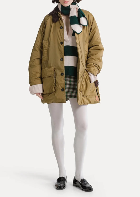 Forte-Forte-nylon-midi-british-jacket-with-corduroy-details
