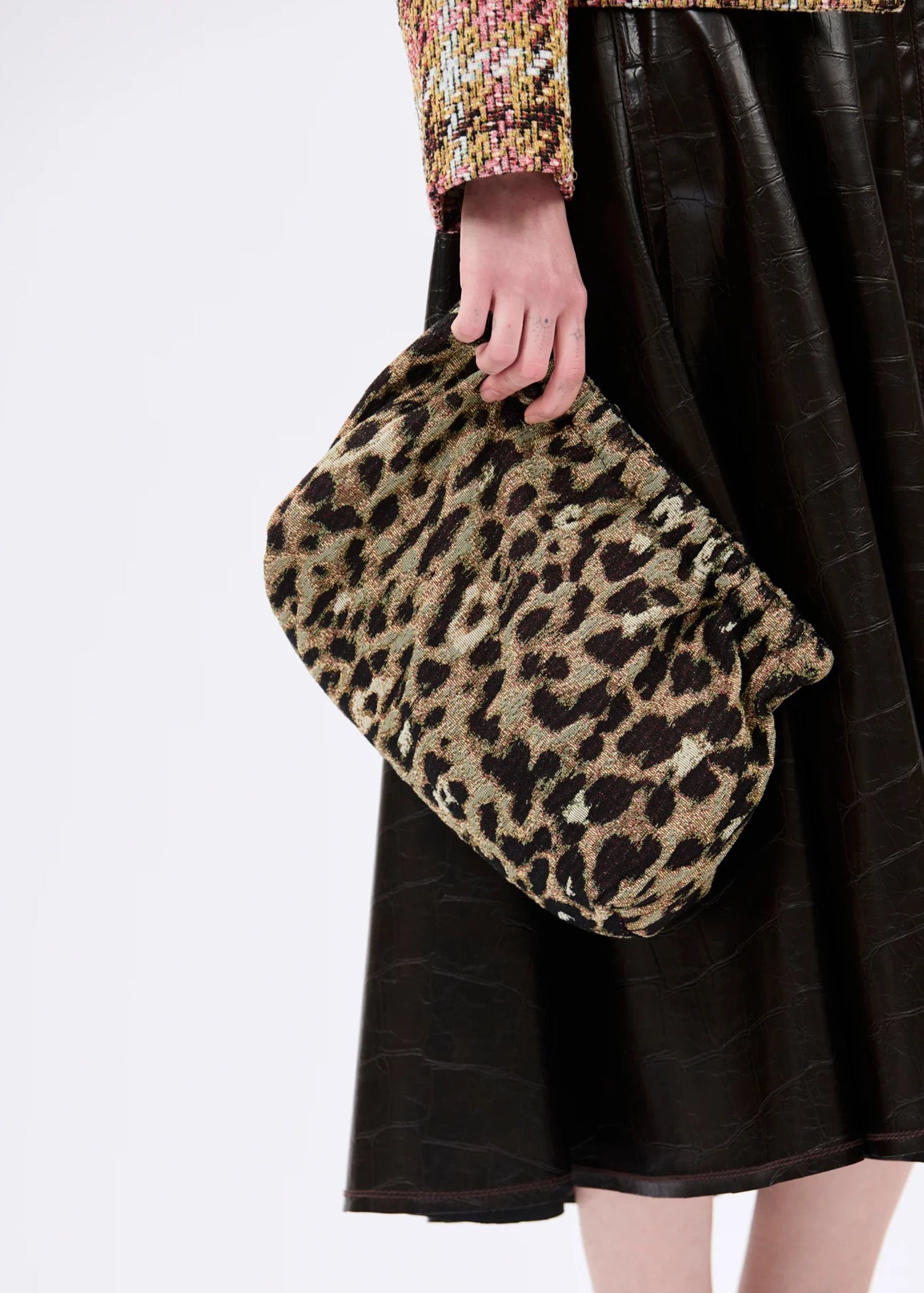 Odeeh-Jacquard-Leo-Clutch-Brown-Olive