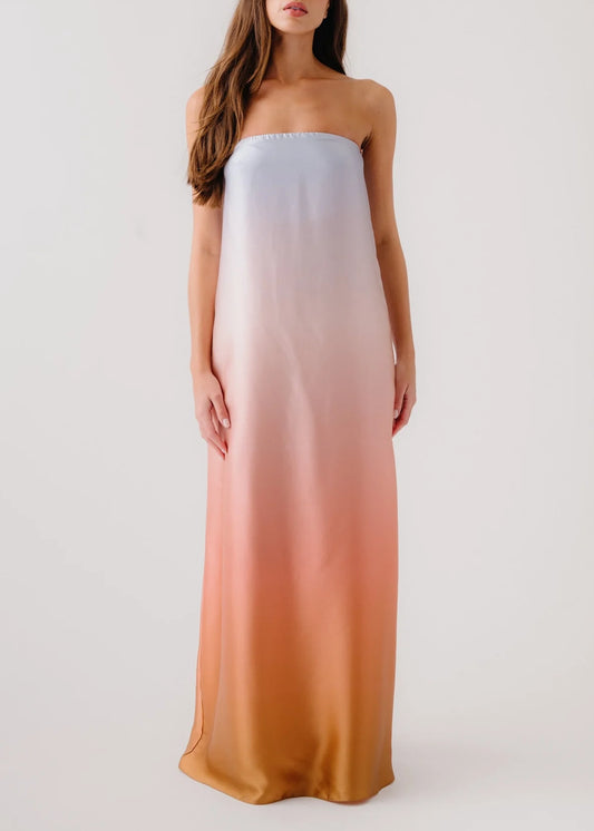 Sablyn-ARDEN-STRAPLESS-SILK-OMBRE-MAXI-DRESS-MELON