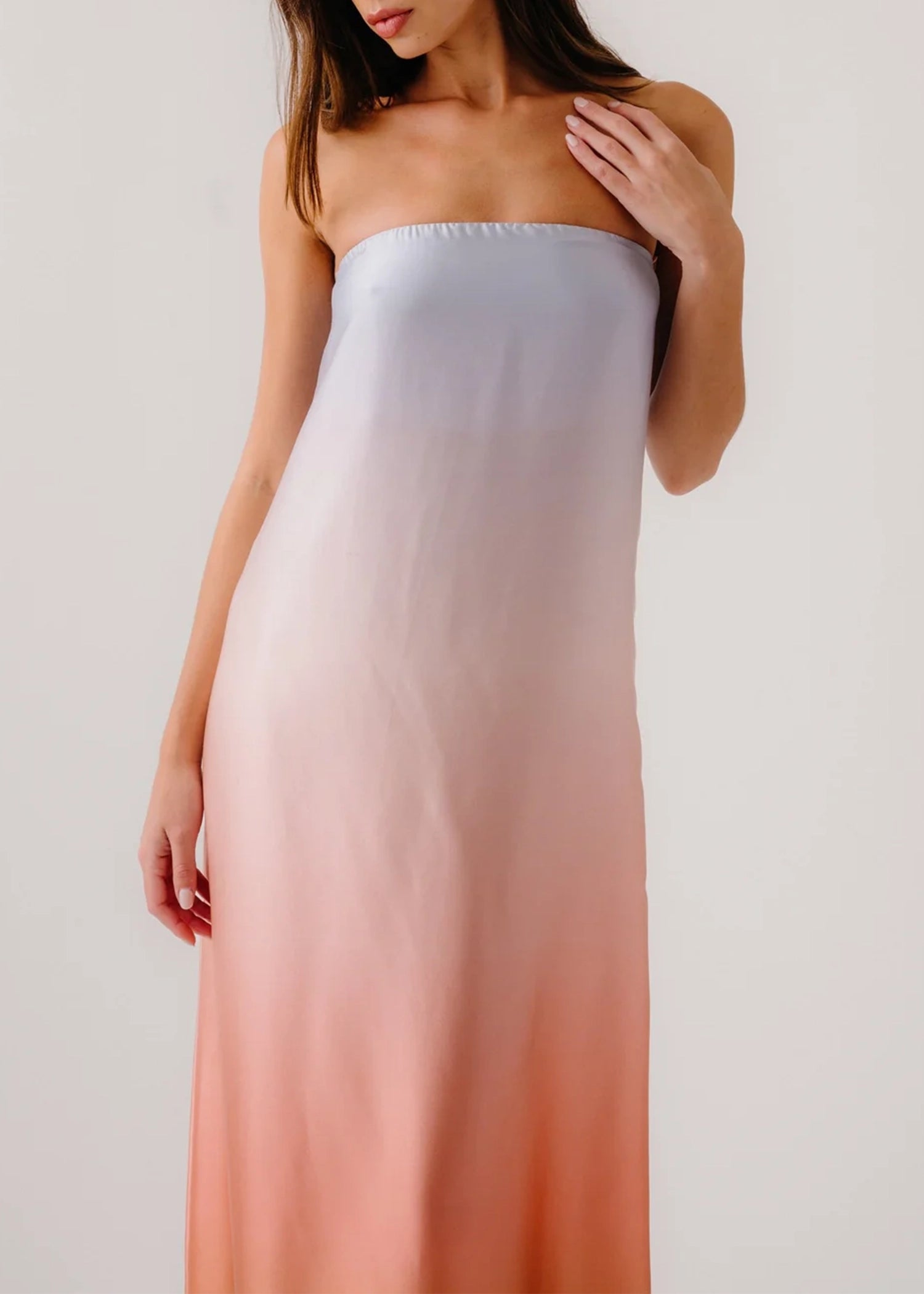 Sablyn-ARDEN-STRAPLESS-SILK-OMBRE-MAXI-DRESS-MELON