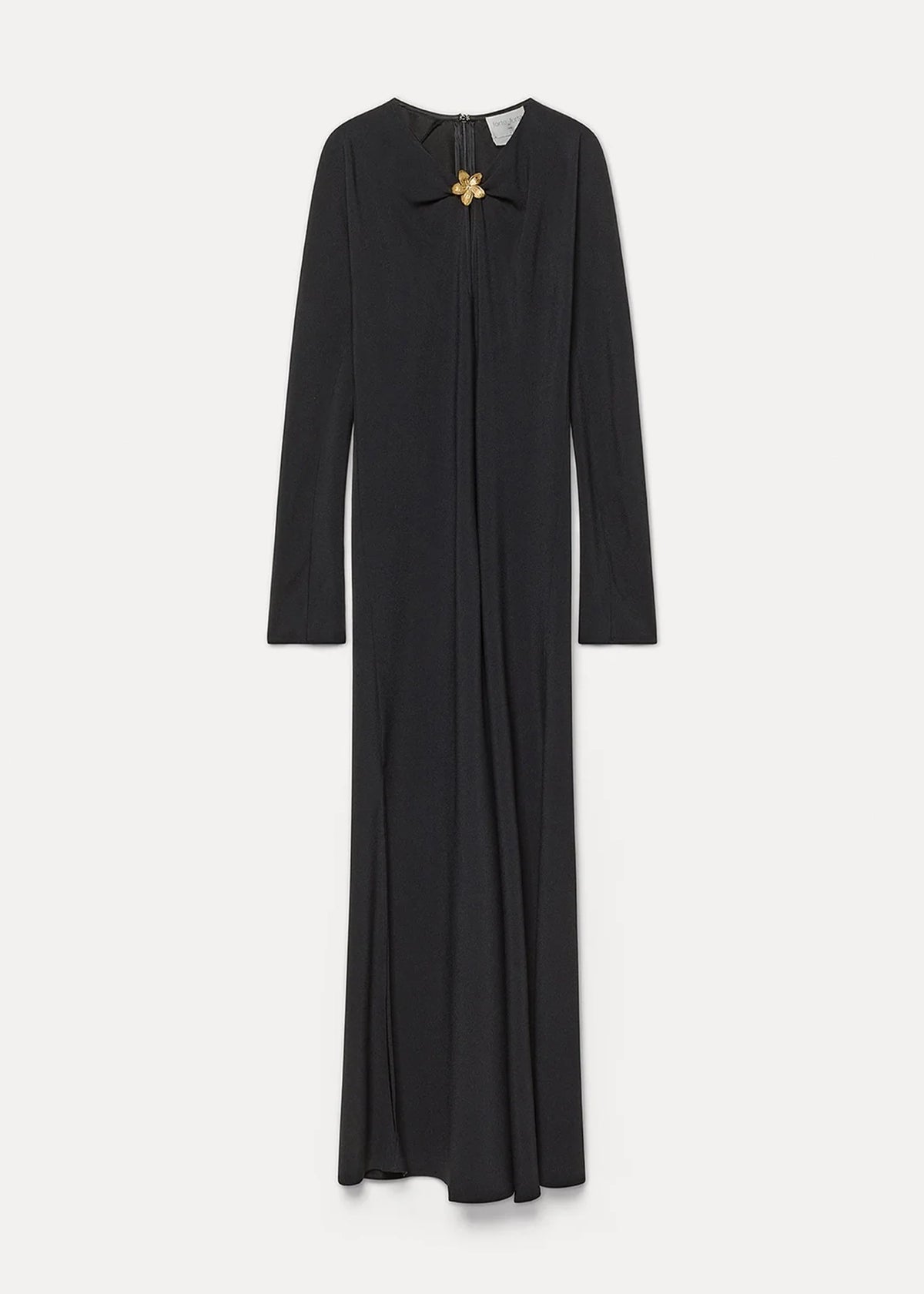 forte-forte-envers-satin-dress-with-jewel-flower-black