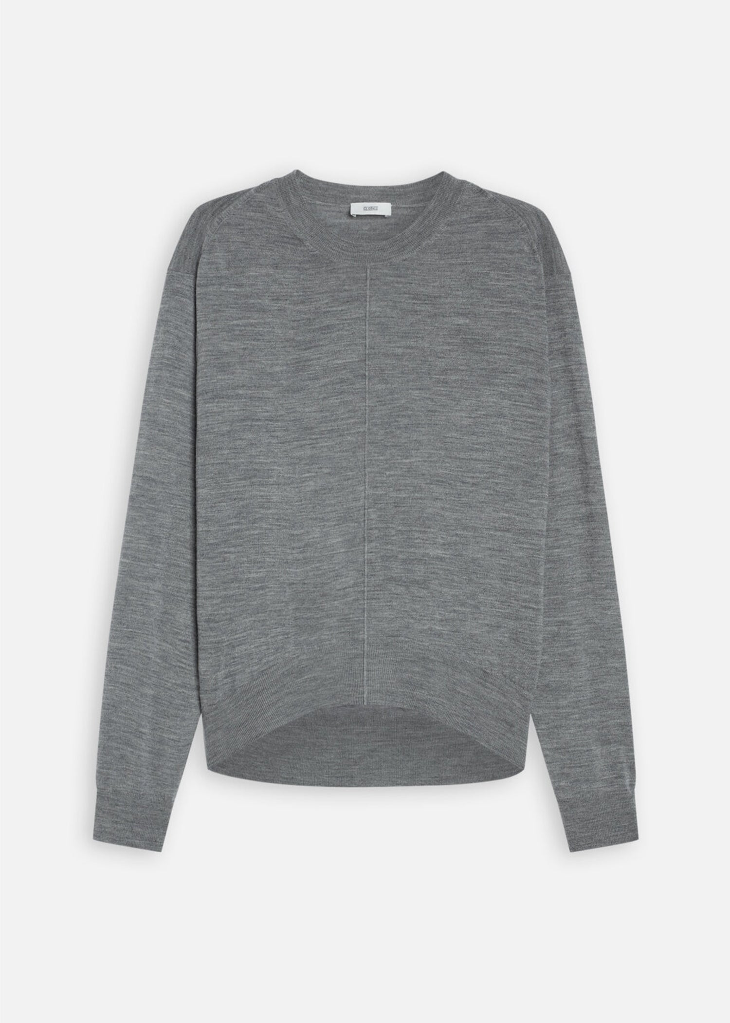 Closed | Organic Wool Crew Neck Sweater | grey heather melange