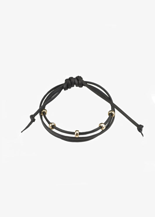 mara-black-and-gold-leather-bracelet | Jewelry | Mara Carrizo Scalise